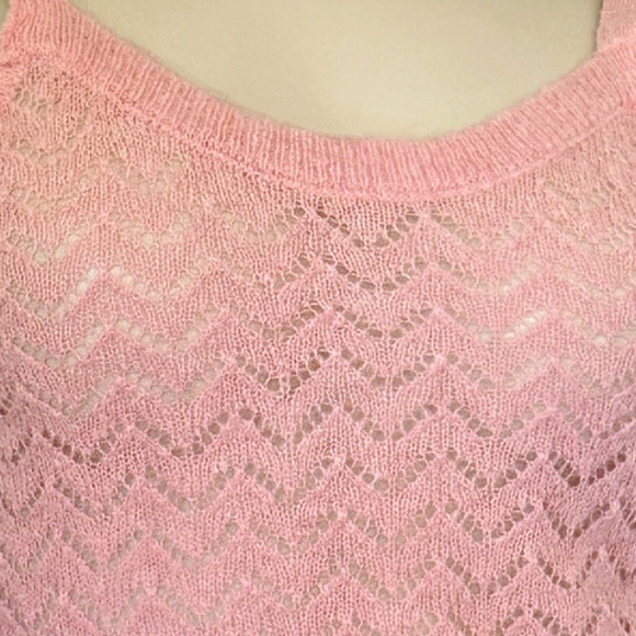 Zara Crop Top Tank Pullover Pointelle Lightweight Alpaca Knit Blush Pink - Picture 11 of 15